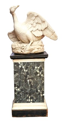 Lot 1062 - Attributed to Joseph Gott (1786-1860): Impressive mid 19th century carved marble sculpture of a swan