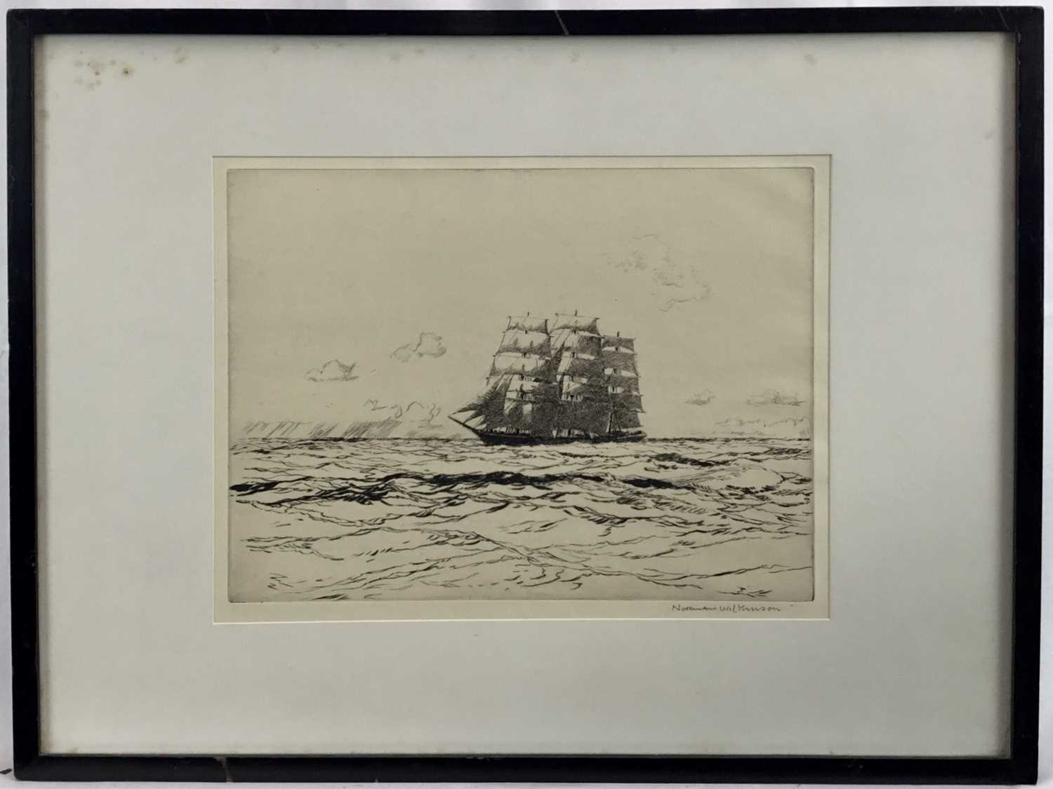 Lot 33 - Norman Wilkinson (1878-1971), signed etching 'Ninety Days Out', framed and glazed