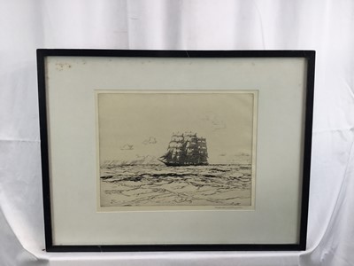 Lot 33 - Norman Wilkinson (1878-1971), signed etching 'Ninety Days Out', framed and glazed