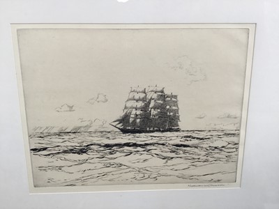 Lot 33 - Norman Wilkinson (1878-1971), signed etching 'Ninety Days Out', framed and glazed