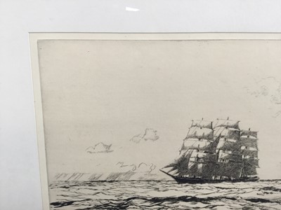 Lot 33 - Norman Wilkinson (1878-1971), signed etching 'Ninety Days Out', framed and glazed