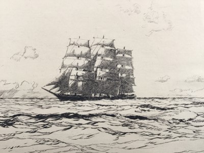 Lot 33 - Norman Wilkinson (1878-1971), signed etching 'Ninety Days Out', framed and glazed