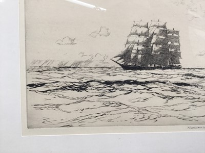 Lot 33 - Norman Wilkinson (1878-1971), signed etching 'Ninety Days Out', framed and glazed