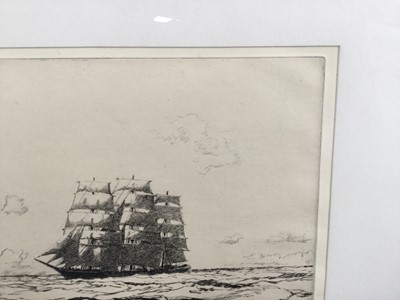 Lot 33 - Norman Wilkinson (1878-1971), signed etching 'Ninety Days Out', framed and glazed