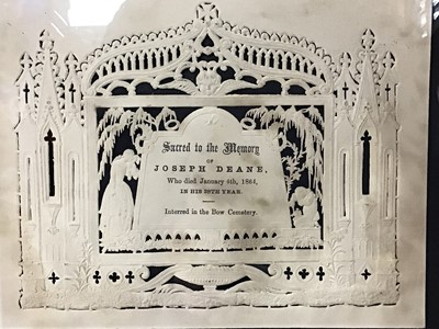 Lot 19 - A Victorian memorial card