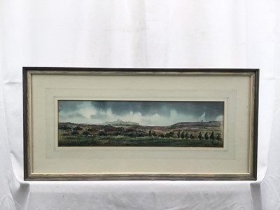 Lot 14 - 20th century Maltese watercolour - landscape, signed indistinctly, dated ‘81, 10.5cm x 38cm, in glazed frame