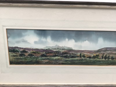 Lot 14 - 20th century Maltese watercolour - landscape, signed indistinctly, dated ‘81, 10.5cm x 38cm, in glazed frame