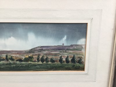 Lot 14 - 20th century Maltese watercolour - landscape, signed indistinctly, dated ‘81, 10.5cm x 38cm, in glazed frame