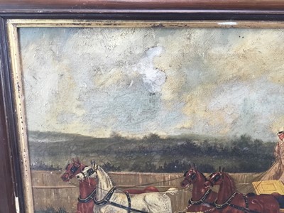 Lot 27 - Manner of John Charles Maggs, oil on canvas, A Coaching Scene, 32cm x 47cm, framed