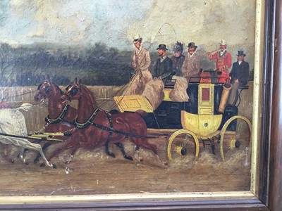 Lot 27 - Manner of John Charles Maggs, oil on canvas, A Coaching Scene, 32cm x 47cm, framed