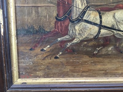 Lot 27 - Manner of John Charles Maggs, oil on canvas, A Coaching Scene, 32cm x 47cm, framed