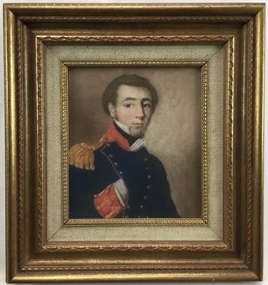 Lot 55 - English School pastel Portrait of a British Naval Officer, 19cm 17cm, in glazed frame