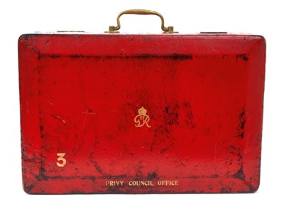 Lot 26 - H.M. King George VI, scarce Privy Council Office red leather despatch box