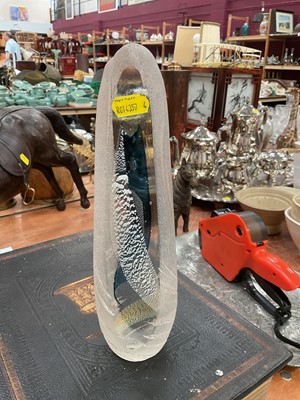 Lot 456 - Modern art glass obelisk indistinctly signed to the base