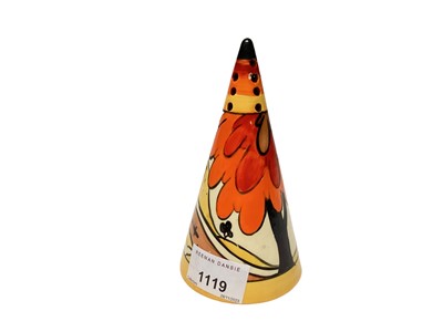 Lot 1119 - Clarice Cliff Bizarre range Fantasque conical sugar caster