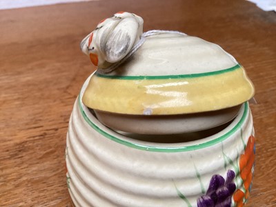 Lot 1120 - Clarice Cliff Crocus pattern honey pot