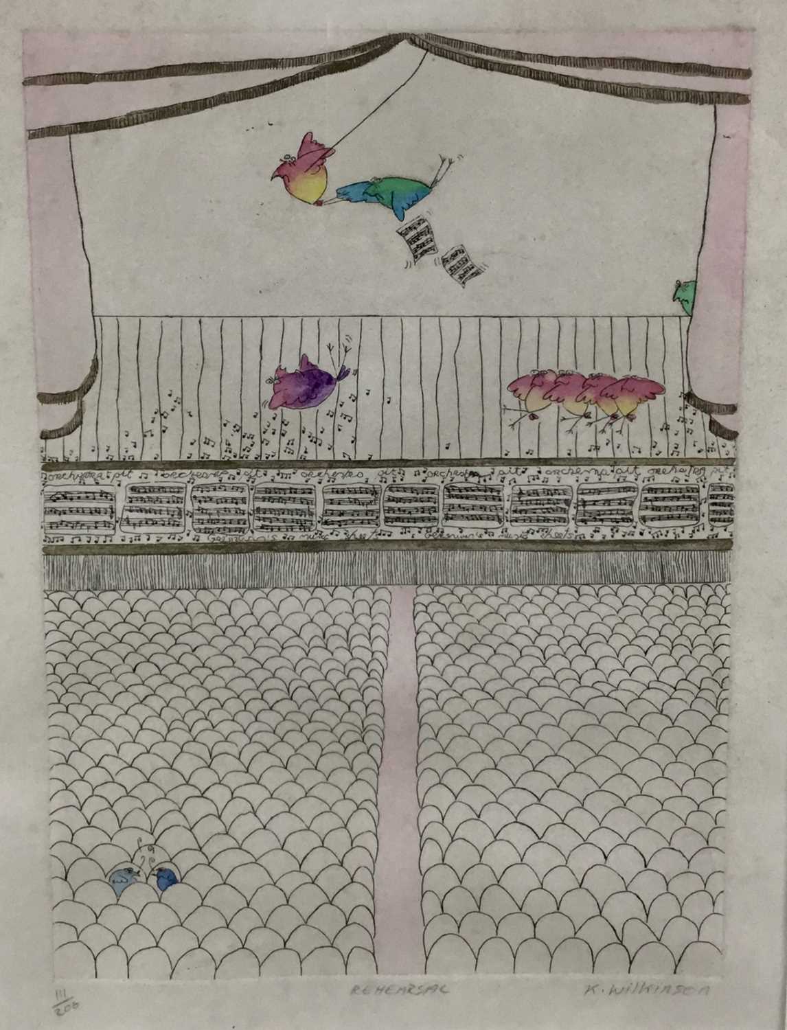 Lot 137 - K.Wilkinson (20th century): lithograph, Rehearsal, signed and numbered in pencil, 24x32cm