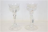 Lot 2140 - Pair of good quality cut glass candlesticks
