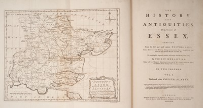 Lot 1121 - The History And Antiquities Of the County of Essex, by Philip Morant, printed for Osborne, Whiston, Baker, Davis, Reymers and White, 1768, full leather bound
