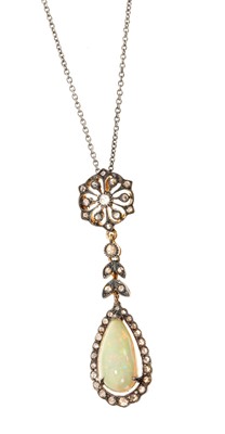 Lot 780 - Opal and diamond pendant
