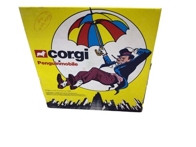 Lot 370 - Corgi Batman Vehicles including Batmobile No.267, Batcopter No.925, Batboat No.107 & Penguinmobile No.259, all boxed (4)