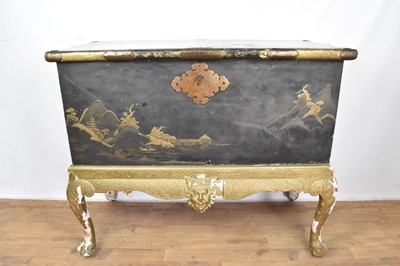 Lot 1567 - Fine early 18th Chinese lacquer chest on gilt stand