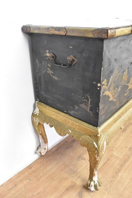 Lot 1567 - Fine early 18th Chinese lacquer chest on gilt stand
