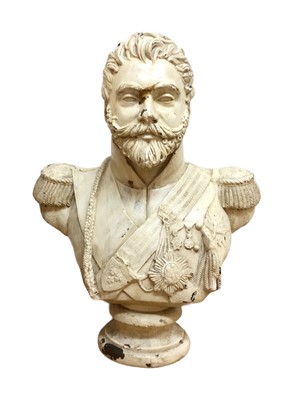 Lot 29 - Impressive 19th century French painted plaster bust of an officer