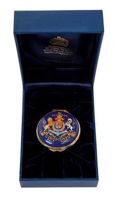 Lot 34 - H.M. Queen Elizabeth II, Halcyon Days enamel box 2002