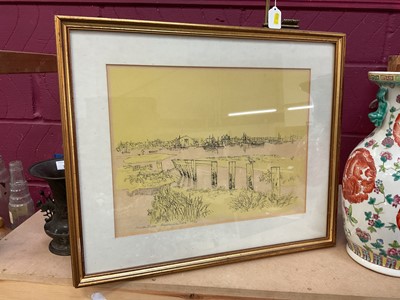 Lot 594 - Andrew Dodds (1927-2004) signed limited edition lithograph - The Creek at Brightlingsea, 34.5cm x 43cm, in glazed frame