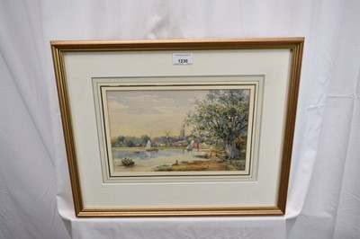 Lot 1230 - Attributed to Thomas Churchyard (1798-1865) watercolour - Bustling scene on the, 18.5cm x 29cm, in glazed gilt frame