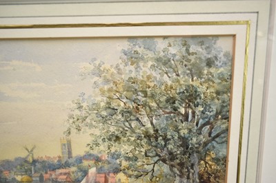 Lot 1230 - Attributed to Thomas Churchyard (1798-1865) watercolour - Bustling scene on the, 18.5cm x 29cm, in glazed gilt frame