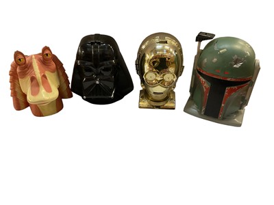 Lot 1842 - Collection of 1990s Star Wars Galoob Toys Inc. Micro Machines, unboxed, together with figures, annuals, Darth Vader voice changer helmet and other Star Wars related items (2 boxes)