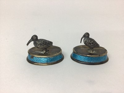 Lot 8 - Pair of silver and enamel menu holders