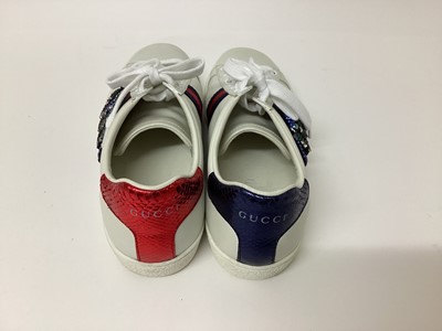 Lot 2071 - Gucci women's white with jewelled python skin 460203  38, with receipt and soft bag.  Used.
