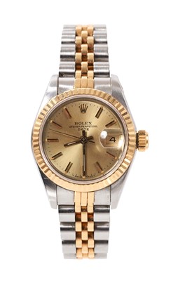 Lot 867 - Rolex ladies bi-metal Oysterdate wristwatch with papers and box