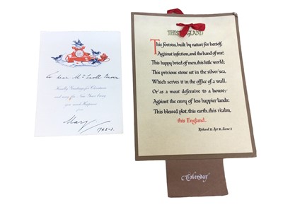 Lot 80 - H.R.H. Princess Mary The Princess Royal and Countess of Harewood, signed and inscribed 1942 Christmas card