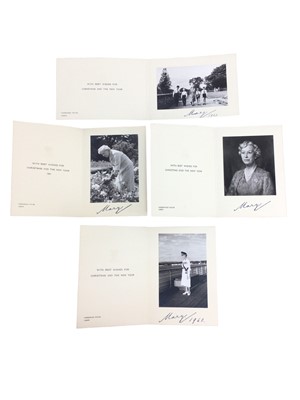 Lot 84 - H.R.H. Princess Mary The Princess Royal and Countess of Harewood, four signed and inscribed 1950s and 60s Christmas cards all containing signed portrait photographs (4)