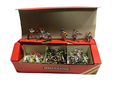 Lot 170 - Britains Red Trade Box No.7730 Knights with 16 archers & 23 other figures (1)