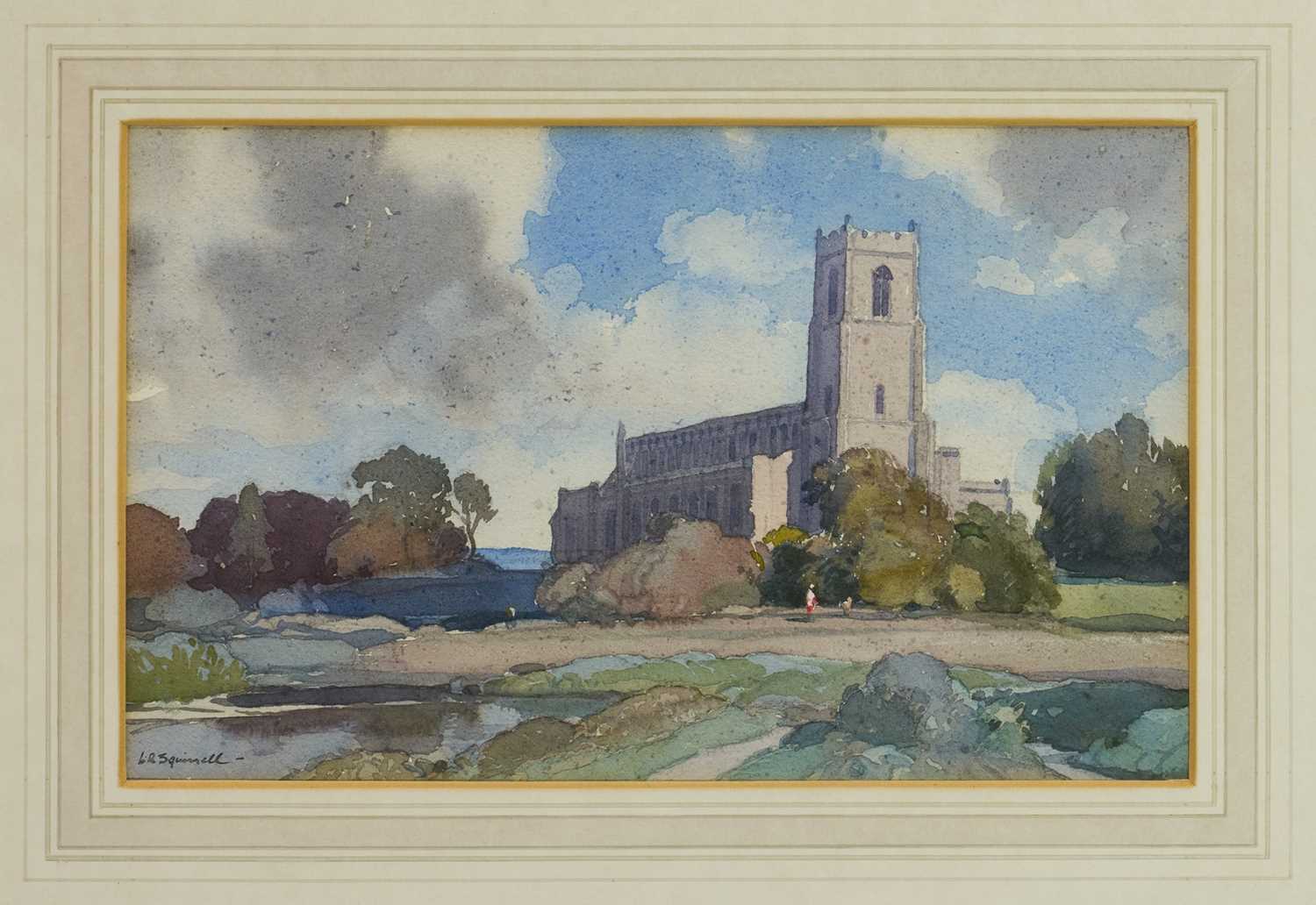 Lot 1001 - *Leonard Russell Squirrell (1893-1979) watercolour - Blythburgh Church, signed, titled verso, 20.5cm x 33cm, in glazed gilt frame