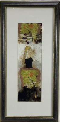 Lot 116 - Leo McDowell mixed media, signed, 49cm x 15cm, in glazed frame