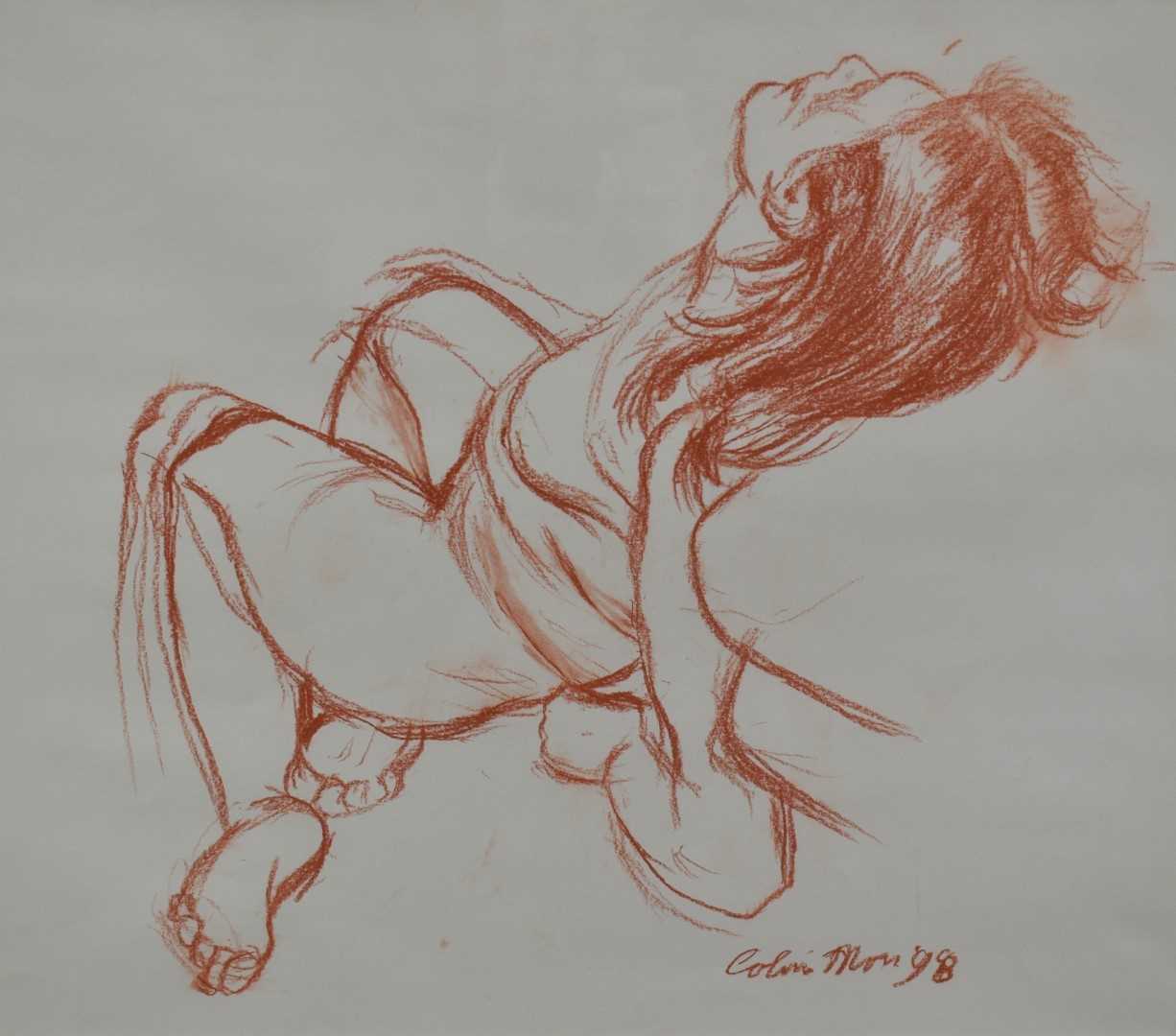 Lot 124 - *Colin Moss (1914-2005) red chalk - Reclining Figure, signed and dated '98, 39cm x 44.5cm, in glazed gilt frame
