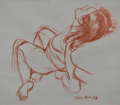 Lot 124 - *Colin Moss (1914-2005) red chalk - Reclining Figure, signed and dated '98, 39cm x 44.5cm, in glazed gilt frame