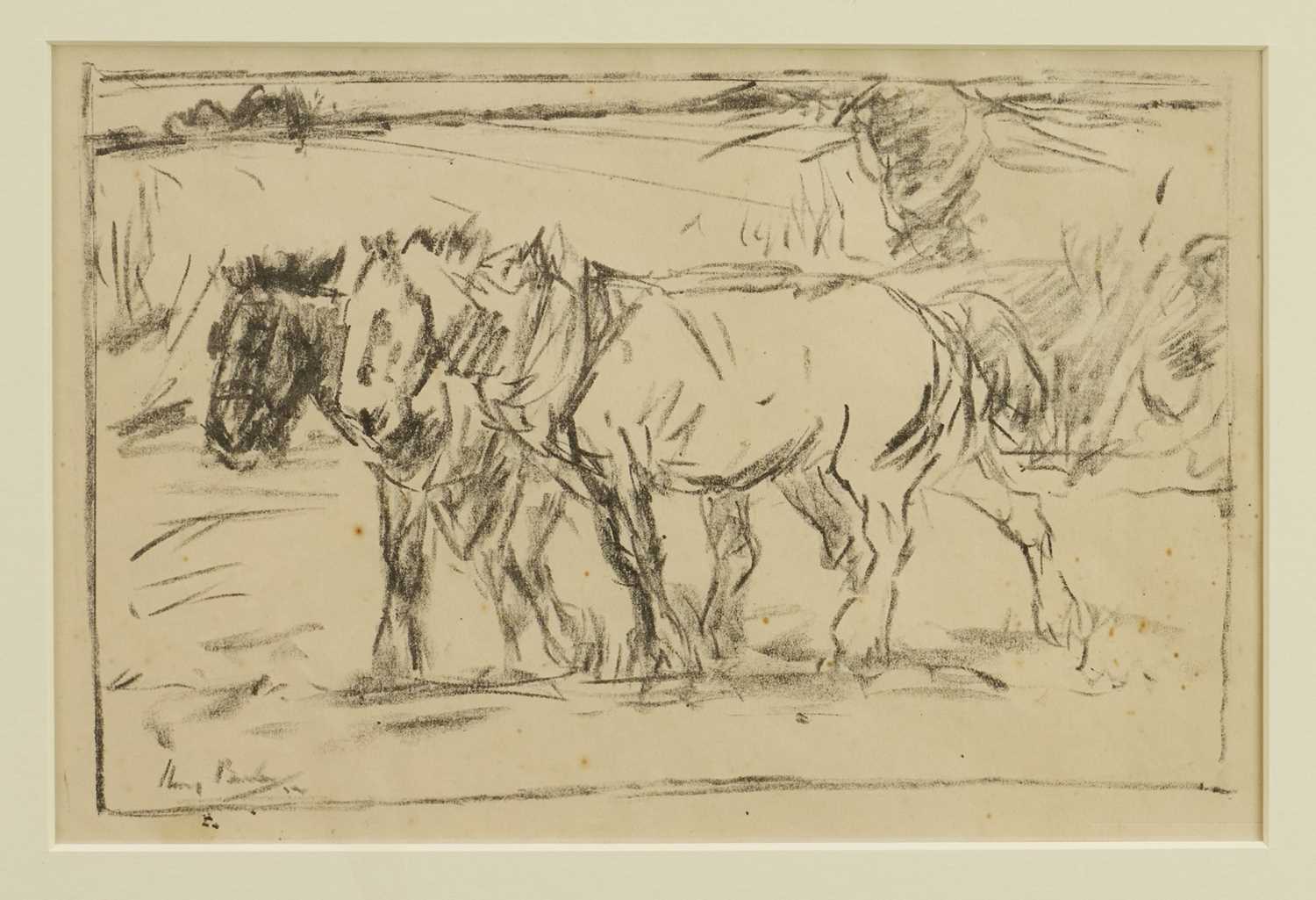 Lot 1101 - Harry Becker (1865-1928) lithograph - Pair of Horses, 16cm x 24cm, in glazed frame
