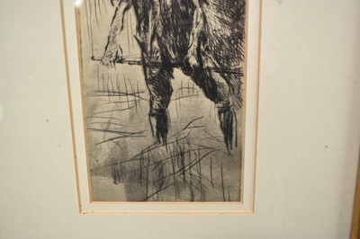 Lot 1100 - Harry Becker (1865-1928) etching - Farmworker, 18cm x 10cm, in glazed gilt frame