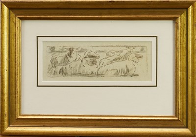 Lot 1099 - Harry Becker (1865-1928) lithograph - Sheep at Rest, 7cm x 19cm, in glazed gilt frame