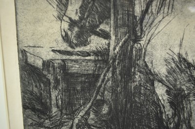 Lot 1098 - Harry Becker (1865-1928) signed etching - Horse in the Stable, 34.5cm x 43.5cm, in glazed frame