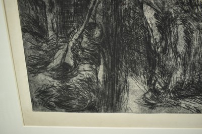 Lot 1098 - Harry Becker (1865-1928) signed etching - Horse in the Stable, 34.5cm x 43.5cm, in glazed frame