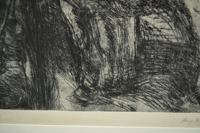 Lot 1098 - Harry Becker (1865-1928) signed etching - Horse in the Stable, 34.5cm x 43.5cm, in glazed frame