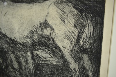 Lot 1098 - Harry Becker (1865-1928) signed etching - Horse in the Stable, 34.5cm x 43.5cm, in glazed frame